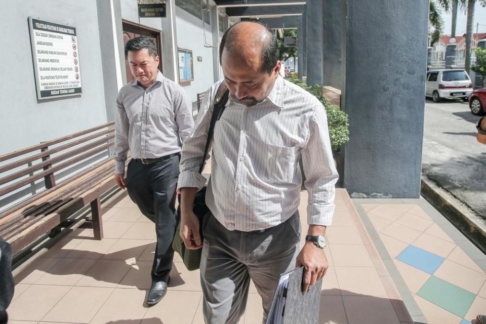 Sapura Fabrication Sdn Bhd’s head of fabrication Emha Entariksa pleaded guilty to negligence in the accidental death of a worker at the Ipoh Sessions Court October 17, 2019. — Picture by Farhan Najib