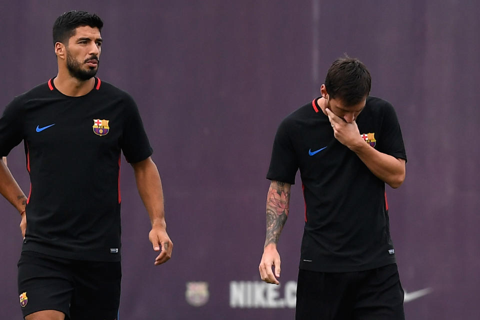 Suarez et Messi attendent un recrutement de poids en attaque (AFP).