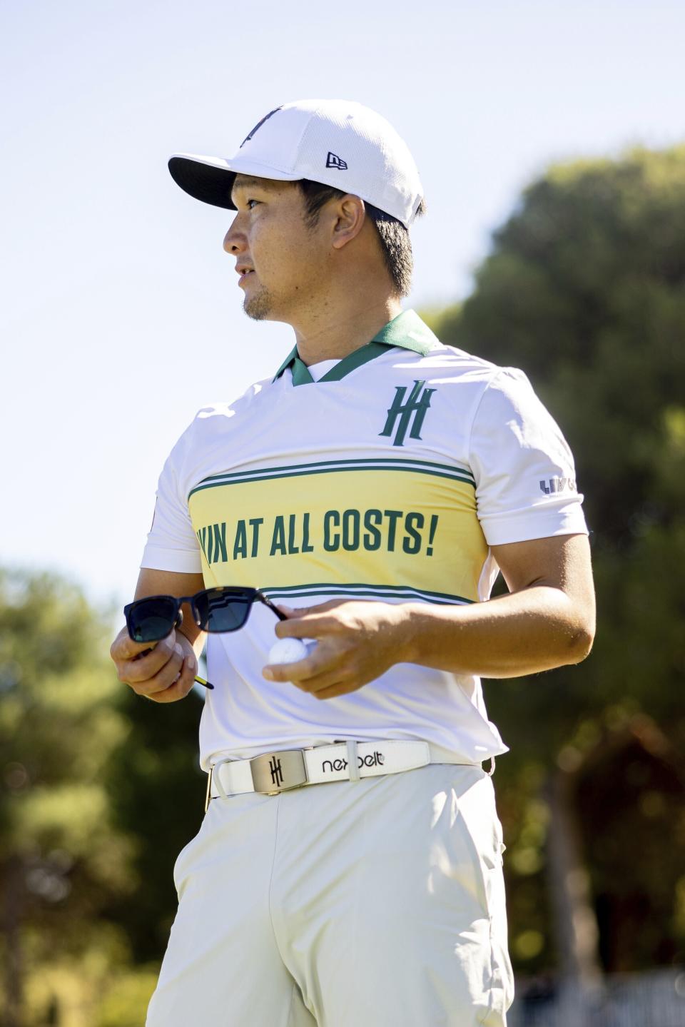 Jinichiro Kozuma of Iron Heads GC waits on the 18th hole during the practice round for LIV Golf Adelaide at the Grange Golf Club Thursday, April 25, 2024, in Adelaide, Australia. (Chris Trotman/LIV Golf via AP)