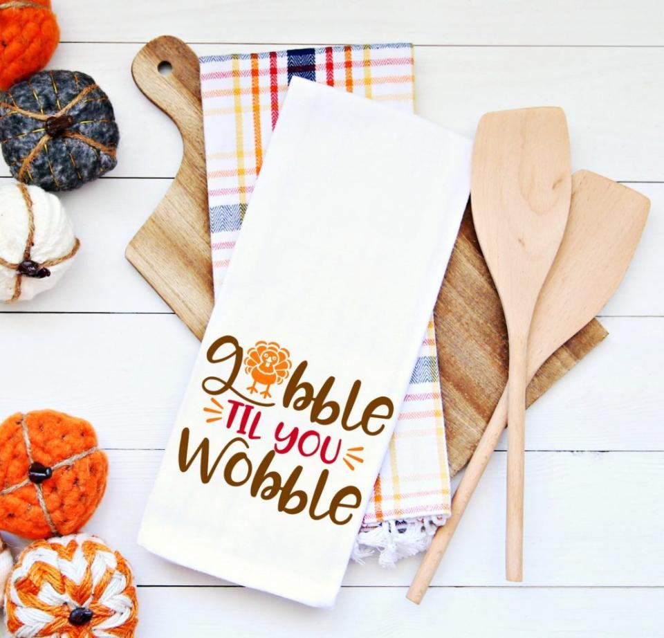 Gobble Til You Wobble Tea Towel