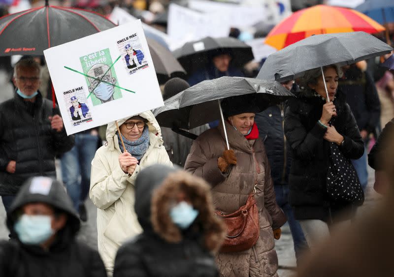 Protest against COVID-19 vaccine pass in Paris