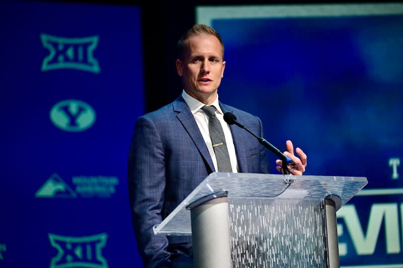 New BYU Cougars men's basketball coach Kevin Young speaks at his introductory press conference on Wednesday, April 17, 2024 at the Marriott Center in Provo, Utah. | Scott G Winterton, Deseret News