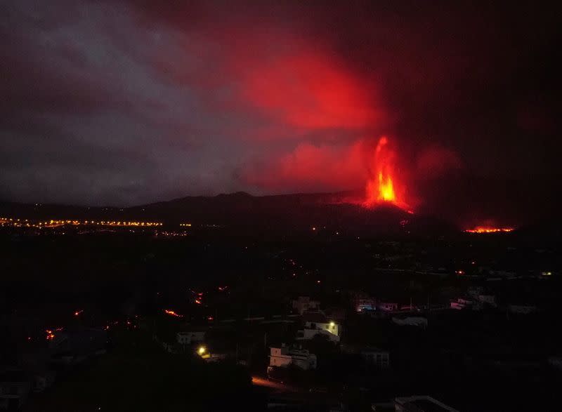 Eruption of a volcano in Spain