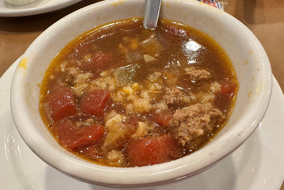A cup of stuffed pepper soup at The College Inn in Alliance is welcoming on an Ohio winter day.