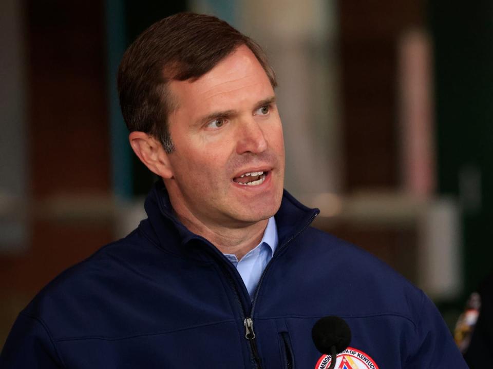 Andy Beshear, Governor of Kentucky, speaks during a news conference after a gunman opened fire at the Old National Bank building (Getty Images)