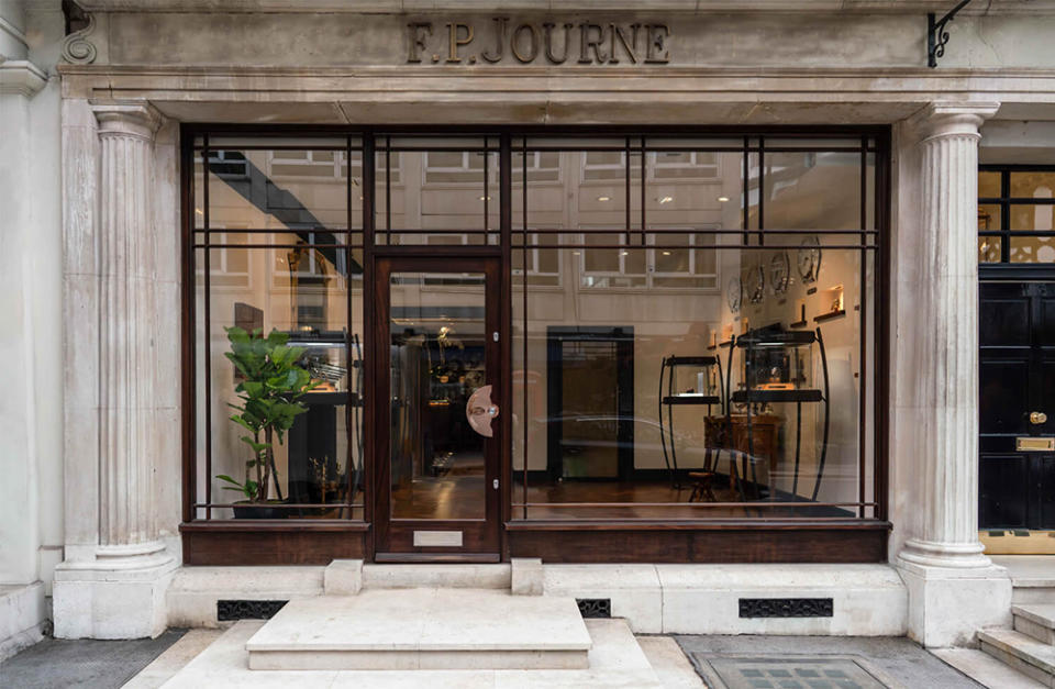 Outside the new F.P. Journe store in Mayfair, London.