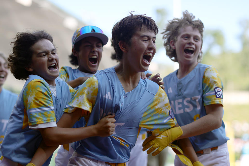 Louis Lappe hit a walk-off homer to win the LLWS. (Photo by Tim Nwachukwu/Getty Images)