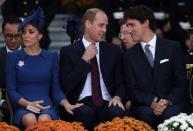 The Duke and Duchess of Cambridge sit with Prime Minister Justin Trudeau during a speech by Premier Christy Clark at the Legislative Assembly in Victoria, B.C., Saturday, Sept 24, 2016. THE CANADIAN PRESS/Chad Hipolito