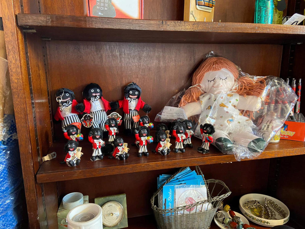 The golliwog display in Norfolk's Old Manor Café, which sparked complaints and led to police investigating a 'hate incident'. (SWNS)