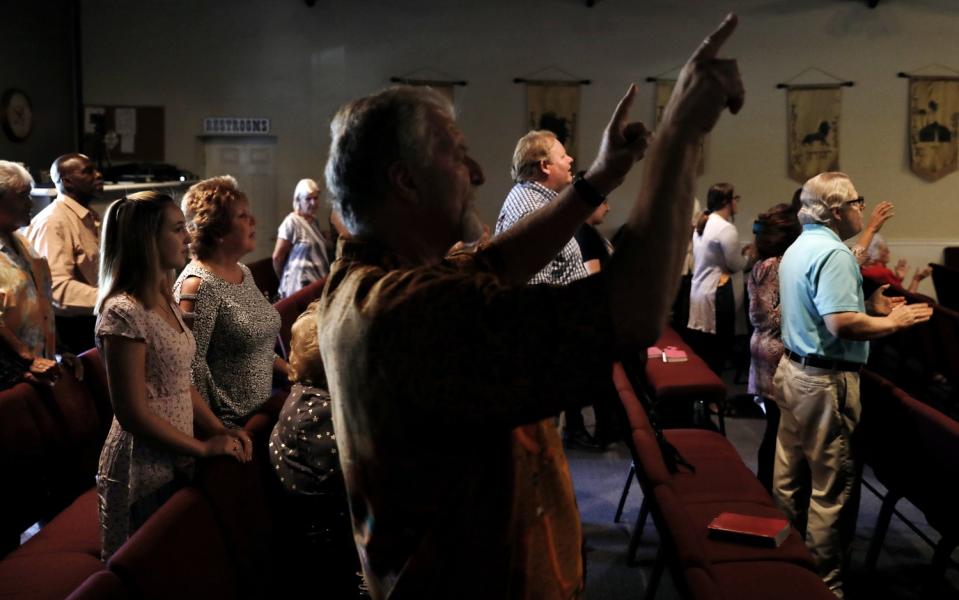 Worshipers gather for a service at Bundy Canyon Christian Church.