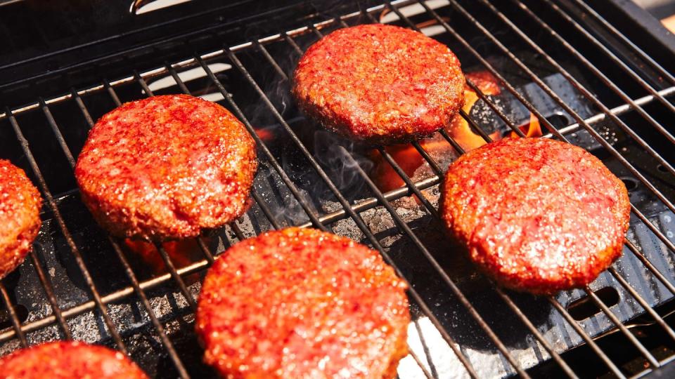 burger on grill