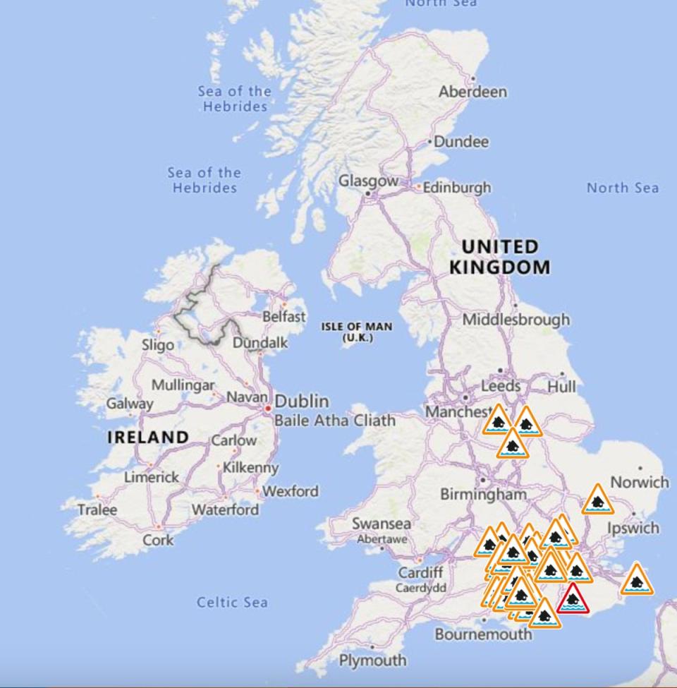 There are 45 flood alerts are in place (EA)