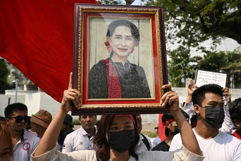 Myanmar's ousted leader Aung San Suu Kyi is serving a 27-year sentence imposed by a junta court (Lillian SUWANRUMPHA)