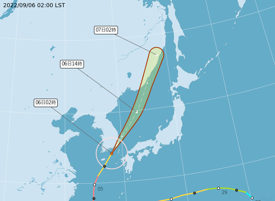 路徑潛勢預報。（圖片來源：中央氣象局）