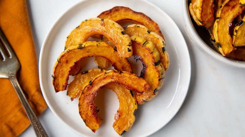 roasted delicata squash on plate