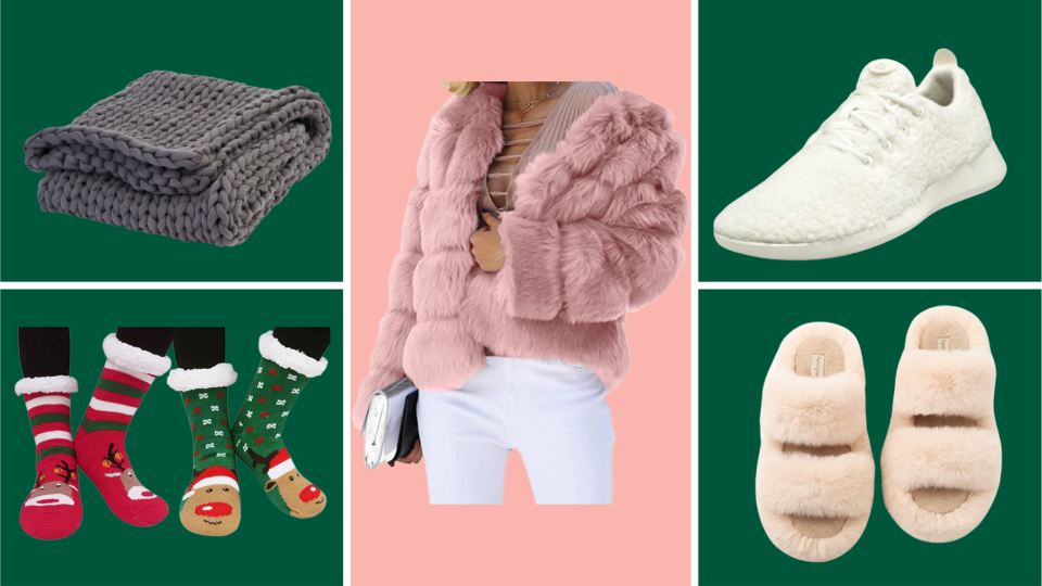 cozy gifts—Fuzzy socks, weighted blankets, shag rugs and more