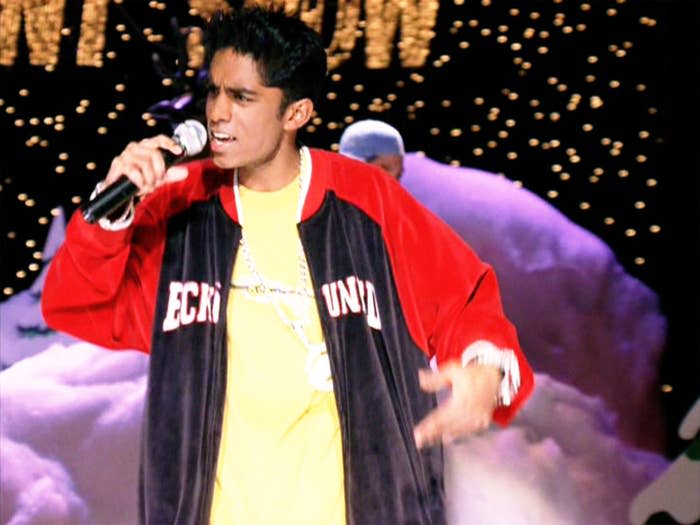 Rajiv raps on stage in Mean Girls