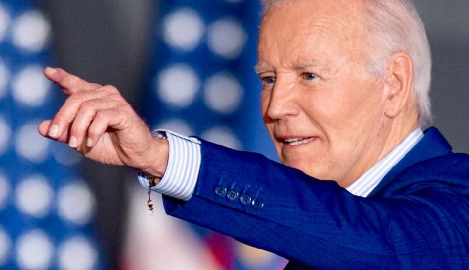 President Joe Biden leaves the stage during a campaign event at the Jim Graham building at the North Carolina State Fairgrounds in Raleigh on Friday June 28, 2024. Biden debated former President Trump in Atlanta Georgia the previous night.