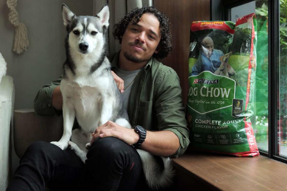 <p>Purina Dog Chow</p> Anthony Ramos and his dog, Prince