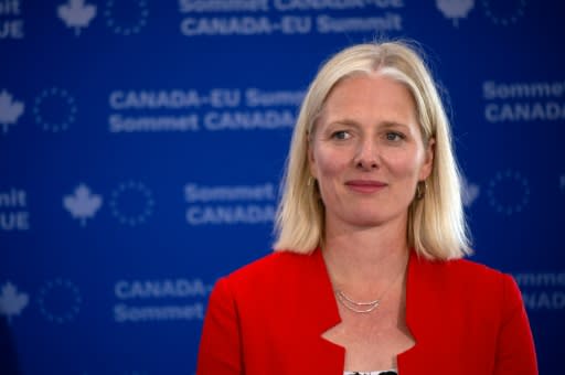 Canadian Environment Minister Catherine McKenna, seen here at a July 18, 2019 event in Montreal, has been disparaged by critics as "Climate Barbie" and had to be assigned a security detail