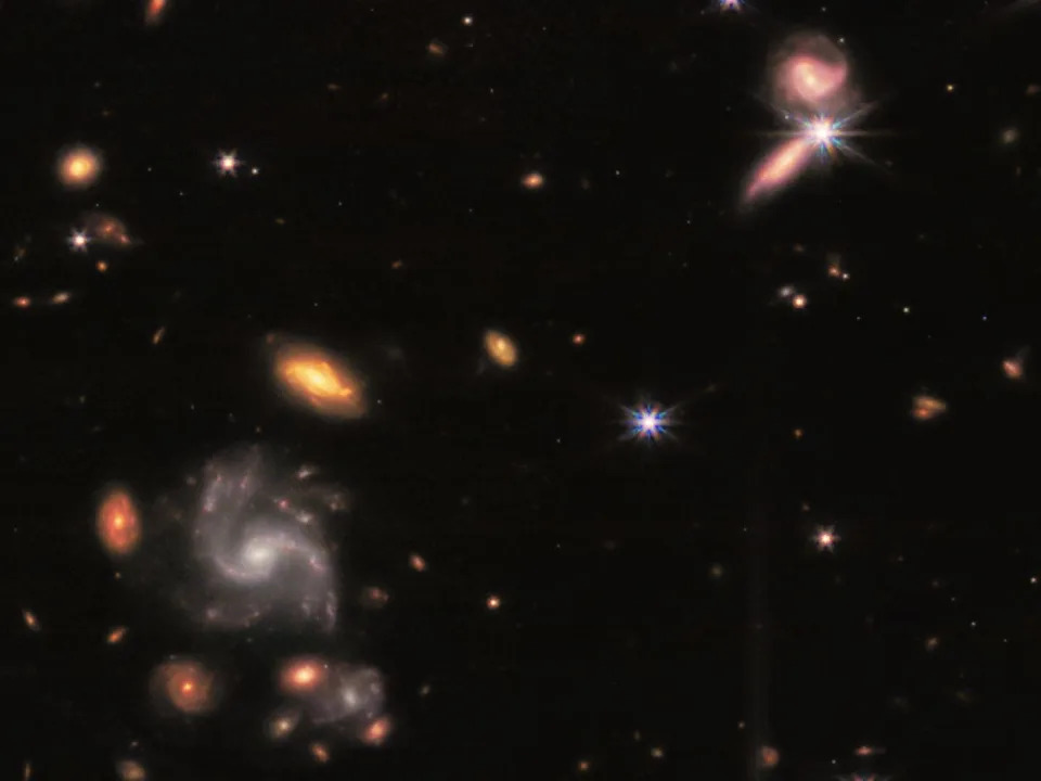 A zoom of the space around the galaxies taken by James Webb telescope picture which shows the Stephan's Quarter.