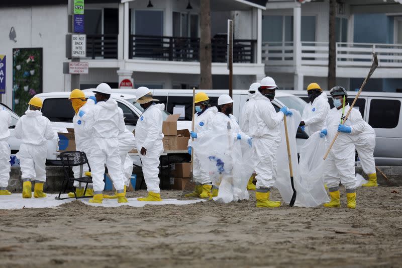 FILE PHOTO: Crude oil spill on southern California beaches