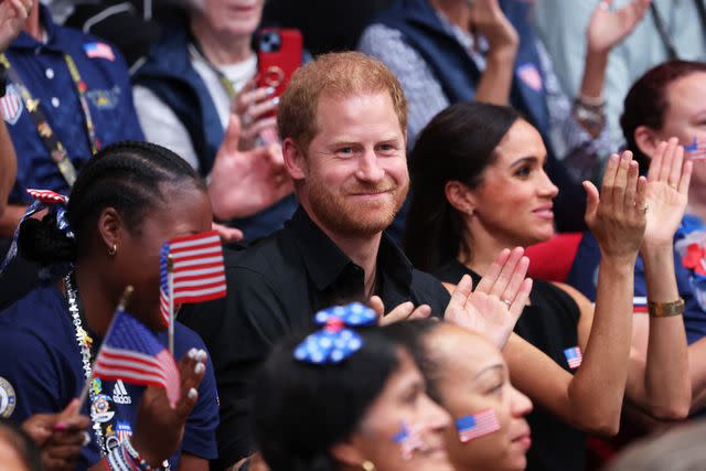 <p>Chris Jackson/Getty</p> Prince Harry attends the Invictus Games in Germany on Sept. 13, 2023