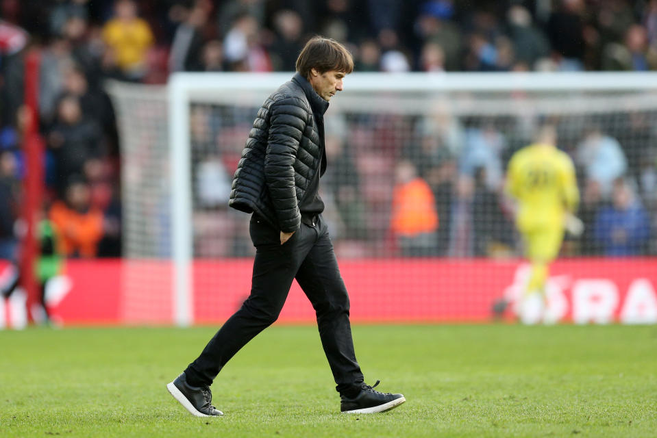 SOUTHAMPTON, ENGLAND - MARCH 18: Antonio Conte, Manager of Tottenham Hotspur, looks dejected after the team's draw in the Premier League match between Southampton FC and Tottenham Hotspur at Friends Provident St. Mary's Stadium on March 18, 2023 in Southampton, England. (Photo by Tottenham Hotspur FC/Tottenham Hotspur FC via Getty Images)