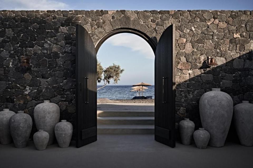 <p>A 12-room boutique hotel on the black-sand shores of Perivolos Beach and far from the Oia crowds, <a href="https://www.booking.com/hotel/gr/istoria-santorini.en-gb.html?aid=2200764&label=best-hotels-santorini" rel="nofollow noopener" target="_blank" data-ylk="slk:Istoria;elm:context_link;itc:0;sec:content-canvas" class="link ">Istoria</a> is the former holiday home of a Greek expat who lived in Italy, but came back to Santorini every summer, with her horses in tow (hence the stable suites and riding crops). </p><p>At the Mr E restaurant, Greek classics are given a modern twist (hello, prawn saganaki) – or head down to the strip of bars and beach clubs a short walk away. Istoria’s sister properties are <a href="https://www.booking.com/hotel/gr/oia-village.en-gb.html?aid=2200764&label=best-hotels-santorini" rel="nofollow noopener" target="_blank" data-ylk="slk:Mystique;elm:context_link;itc:0;sec:content-canvas" class="link ">Mystique</a> up in Oia and <a href="https://www.booking.com/hotel/gr/villavedema.en-gb.html?aid=2200764&label=best-hotels-santorini" rel="nofollow noopener" target="_blank" data-ylk="slk:Vedema;elm:context_link;itc:0;sec:content-canvas" class="link ">Vedema</a> in Megalochori, and a handy shuttle runs between all three, so you can enjoy the best of every setting.</p><p><a class="link " href="https://www.booking.com/hotel/gr/istoria-santorini.en-gb.html?aid=2200764&label=best-hotels-santorini" rel="nofollow noopener" target="_blank" data-ylk="slk:CHECK AVAILABILITY;elm:context_link;itc:0;sec:content-canvas">CHECK AVAILABILITY</a></p>