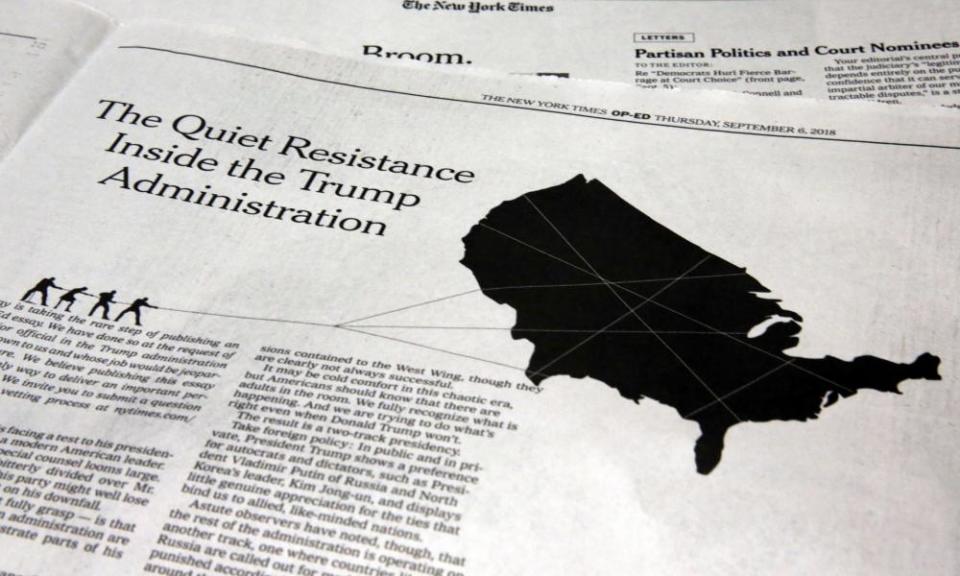 The New York Times published an anonymous opinion piece Thursday detailing a White House “resistance”.