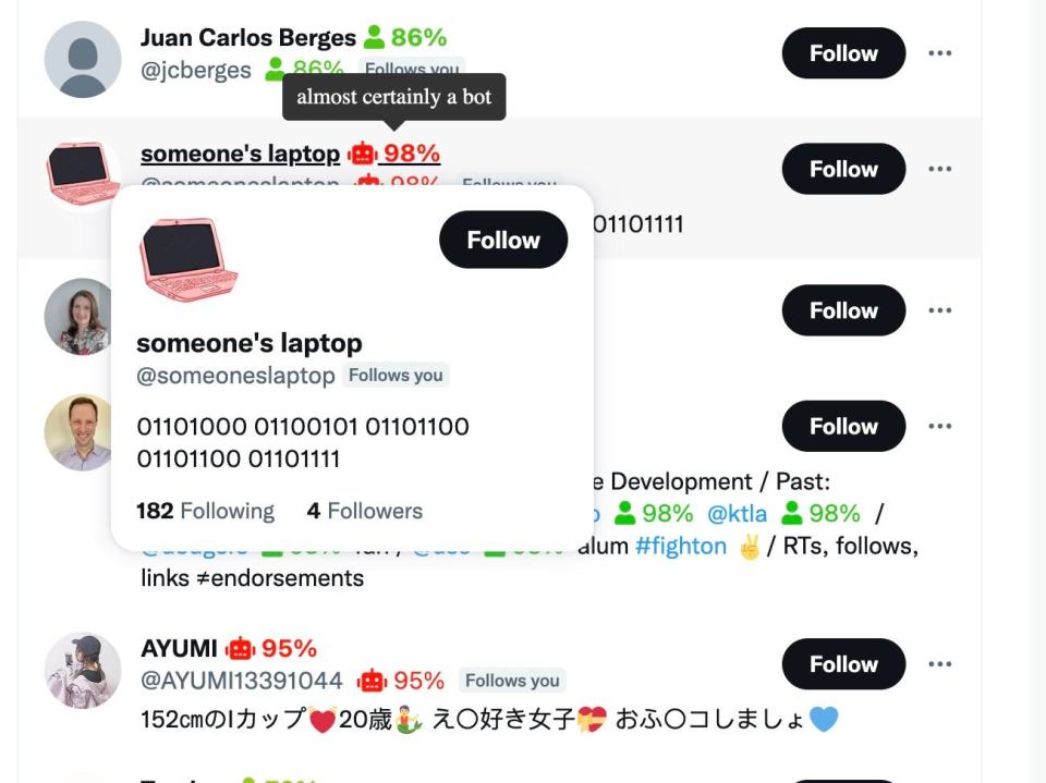 Botsight can help determine which of your Twitter followers are probably not human.