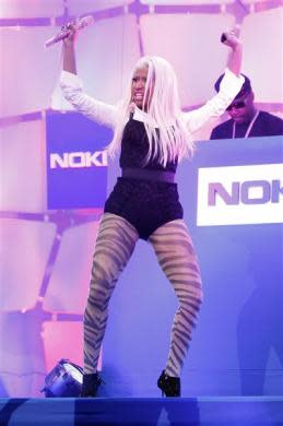 Singer Nicki Minaj performs a free concert at Times Square, April 6, 2012.