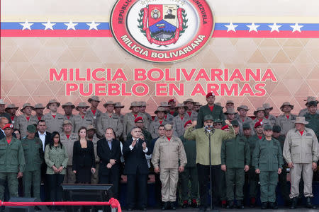 Venezuela's President Nicolas Maduro attends a military parade with the National Bolivarian Militia in Caracas, Venezuela December 17, 2018. Miraflores Palace/Handout via REUTERS