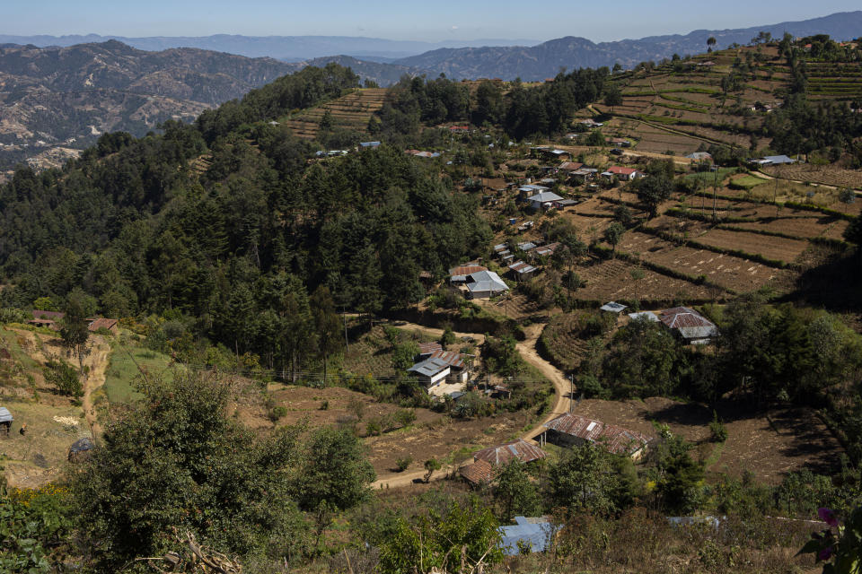 A view of Comitancillo, Guatemala, on Wednesday, Jan. 27, 202, from where several migrants left for the United States and in which relatives believe that 13 of the 19 charred corpses found in a northern Mexico border state on Saturday could be their loved ones. The country's Foreign Ministry said it was collecting DNA samples from a dozen relatives to see if there was a match with any of the bodies. (AP Photo/Oliver de Ros)