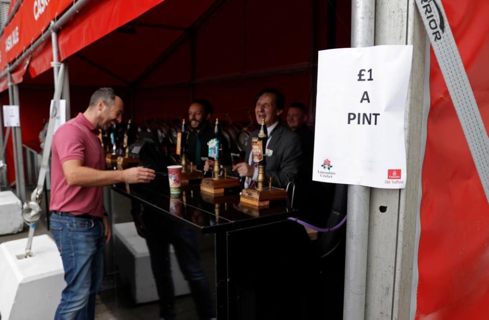 Reduced beer prices as the Test is called off.