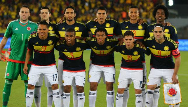 Colombia team posing before the match