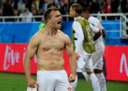 Soccer Football - World Cup - Group E - Serbia vs Switzerland - Kaliningrad Stadium, Kaliningrad, Russia - June 22, 2018 Switzerland's Xherdan Shaqiri celebrates scoring their second goal REUTERS/Gonzalo Fuentes