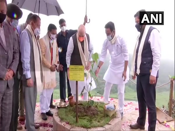 Union Home Minister Amit Shah while launching Assam Rifles' Green Sohra Plantation Drive in Shillong (Photo/ANI)