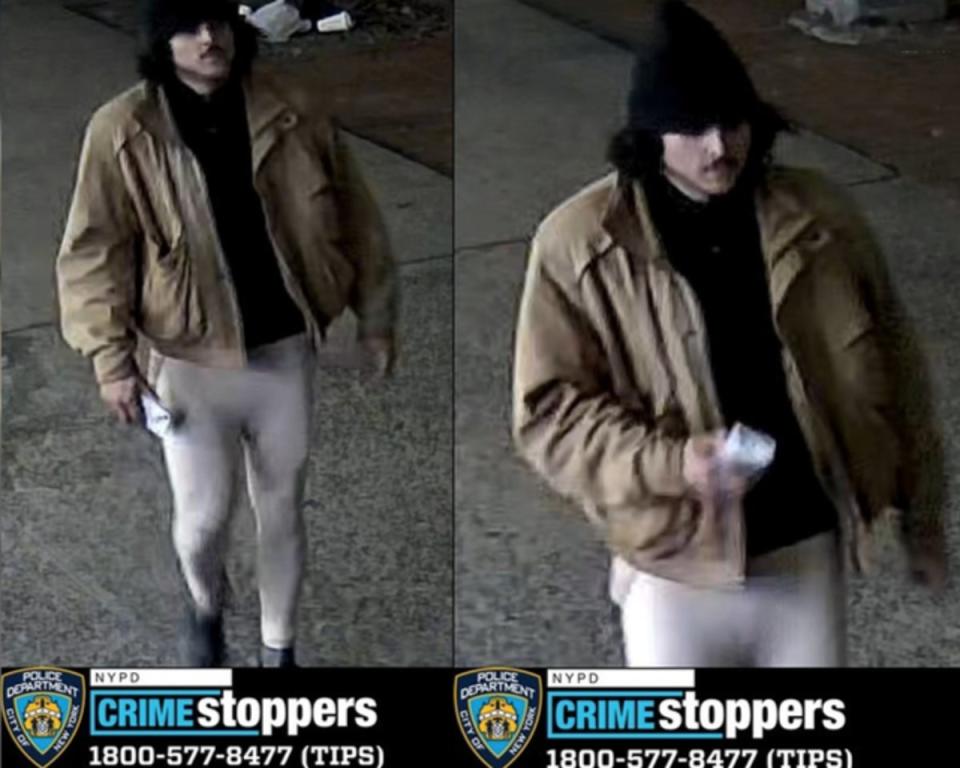 Surveillance video caught the suspect fleeing the crime scene wearing the slain mom’s leggings (NYPD)