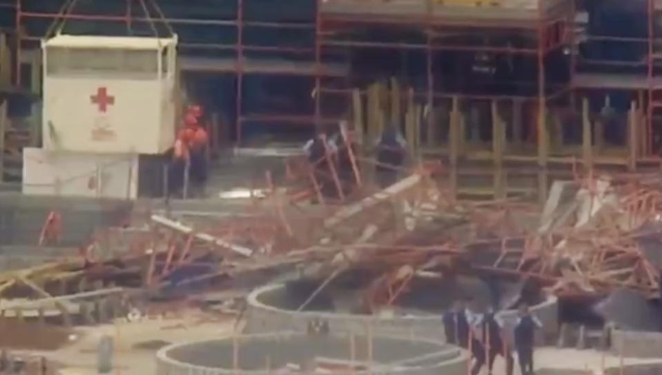 A man has died and another has been injured after scaffolding collapsed at a Sydney worksite. Source: 7 news