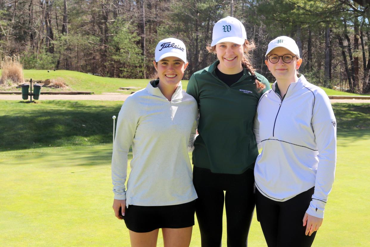 Wachusett junior golfers, from left, Lily Staiti, Emma Quinn and Lilly Sprister.
