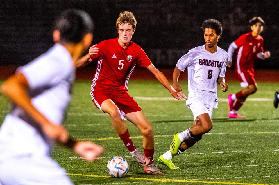 New Bedford's Michael O'Leary starts the counter attack.