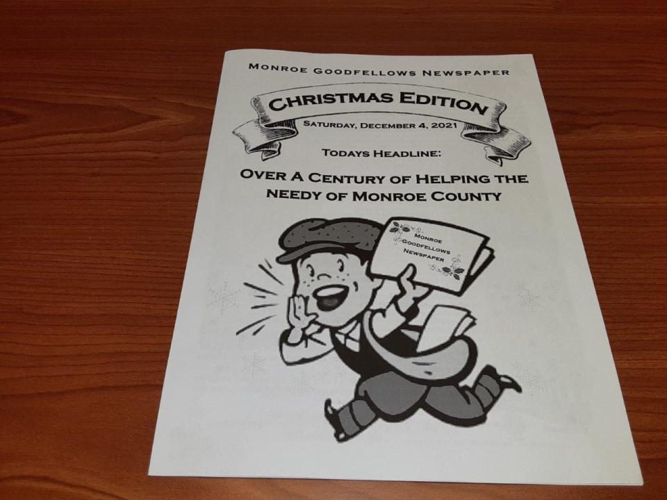 The cover of the Monroe Goodfellow Paper shows a young newsboy calling out the sale of the paper that has been sold every year for more than 100 years before Christmas.