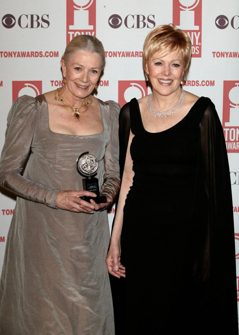 Actress Vanessa Redgrave (left) with her Tony Award for best actress and her sister Lynn Redgrave during the 2003 Tony Awards at Radio City Music Hall in New York City. 