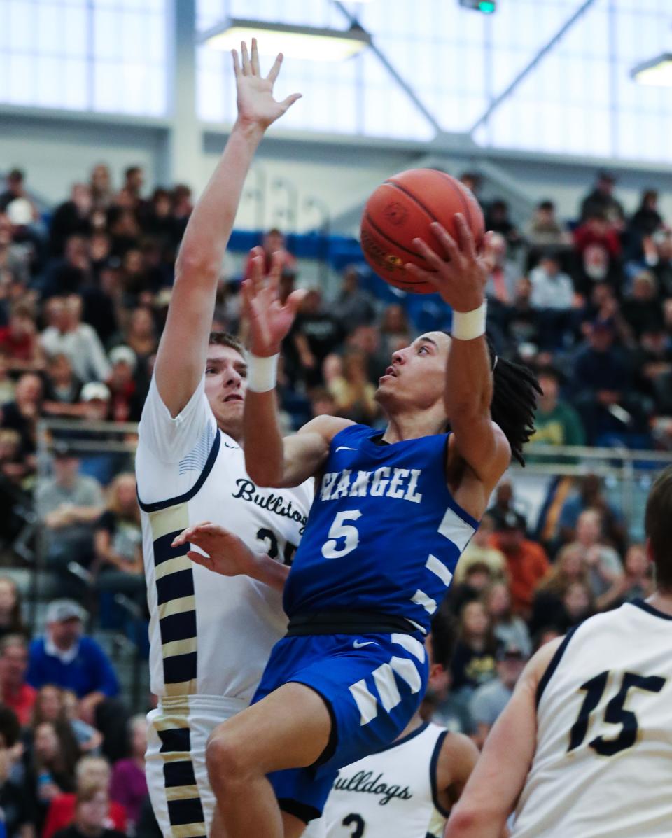 Evangel's Kyran Tilley (5) leads his team in scoring and 3-pointers.