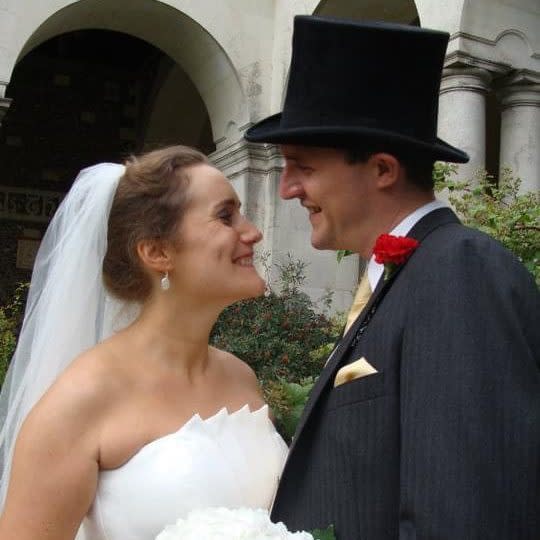 Simon and Aurelie on their wedding day in 2010