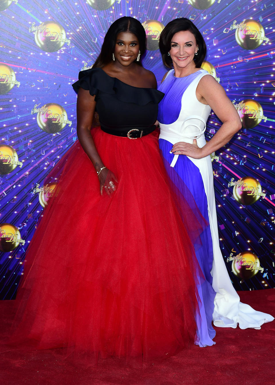 Motsi Mabuse (left) and Shirley Ballas arriving at the red carpet launch of Strictly Come Dancing 2019, held at BBC TV Centre in London, UK.