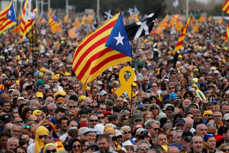 Catalan separatist leader Carles Puigdemont holds a rally in Perpignan