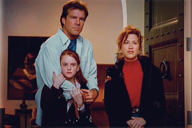 <p>Walt Disney Studios</p> Lisa Ann Walter with Dennis Quaid and Lindsay Lohan in "The Parent Trap"