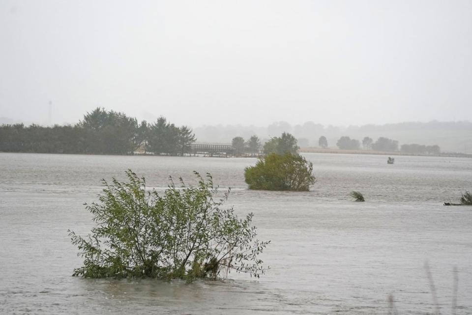 The River Don in Kintore as Storm Babet batters the country (PA Wire)